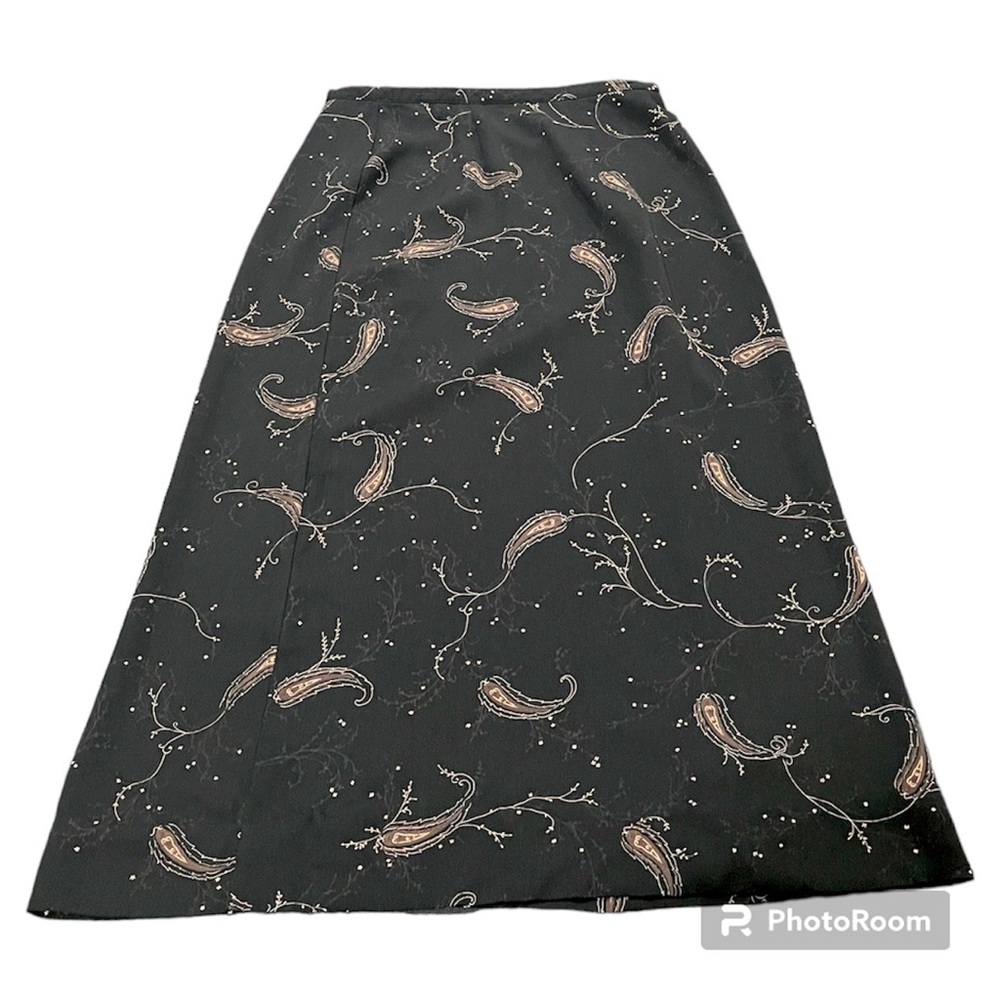 Worthington Black Paisley Floral Maxi Skirt, Size 14